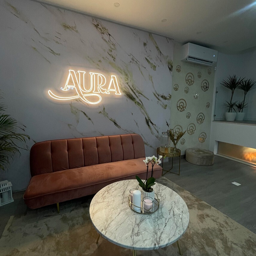 Decoração Parede Mármore + Led Néon